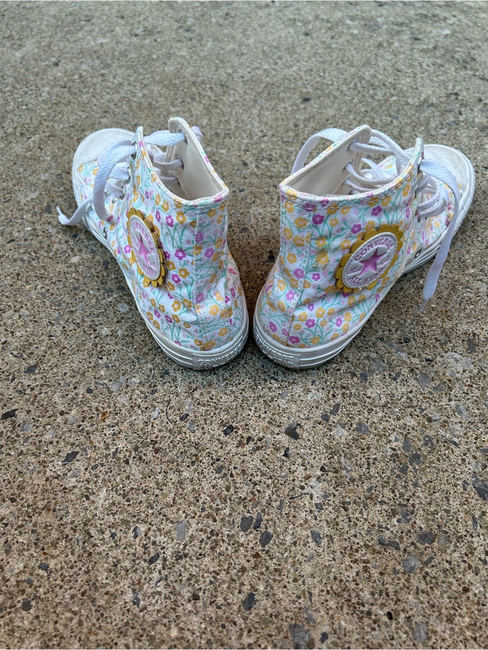 Converse Kids High-Top Sneakers - White with Pink & Yellow Floral Print - Picture 6 of 8